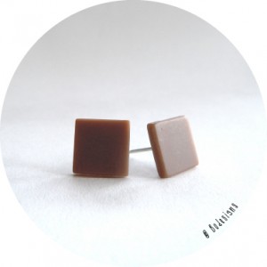 vierkant oorbellen - chocolade