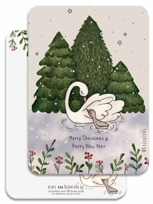 kerstkaart - zwaan